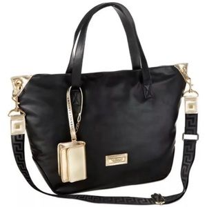 Versace Tote Weekender Bag Holdall Travel Purse Black Gold Designer Duffel New